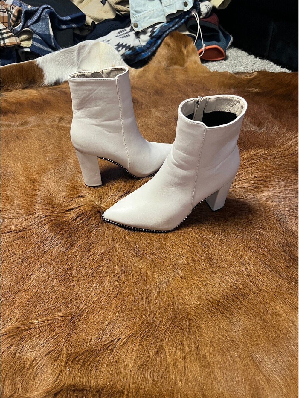 White Heeled Ankle Boots
